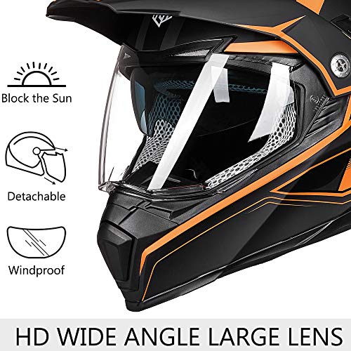 ILM Dual Sport Full Face Motorcycle Helmet - Orange