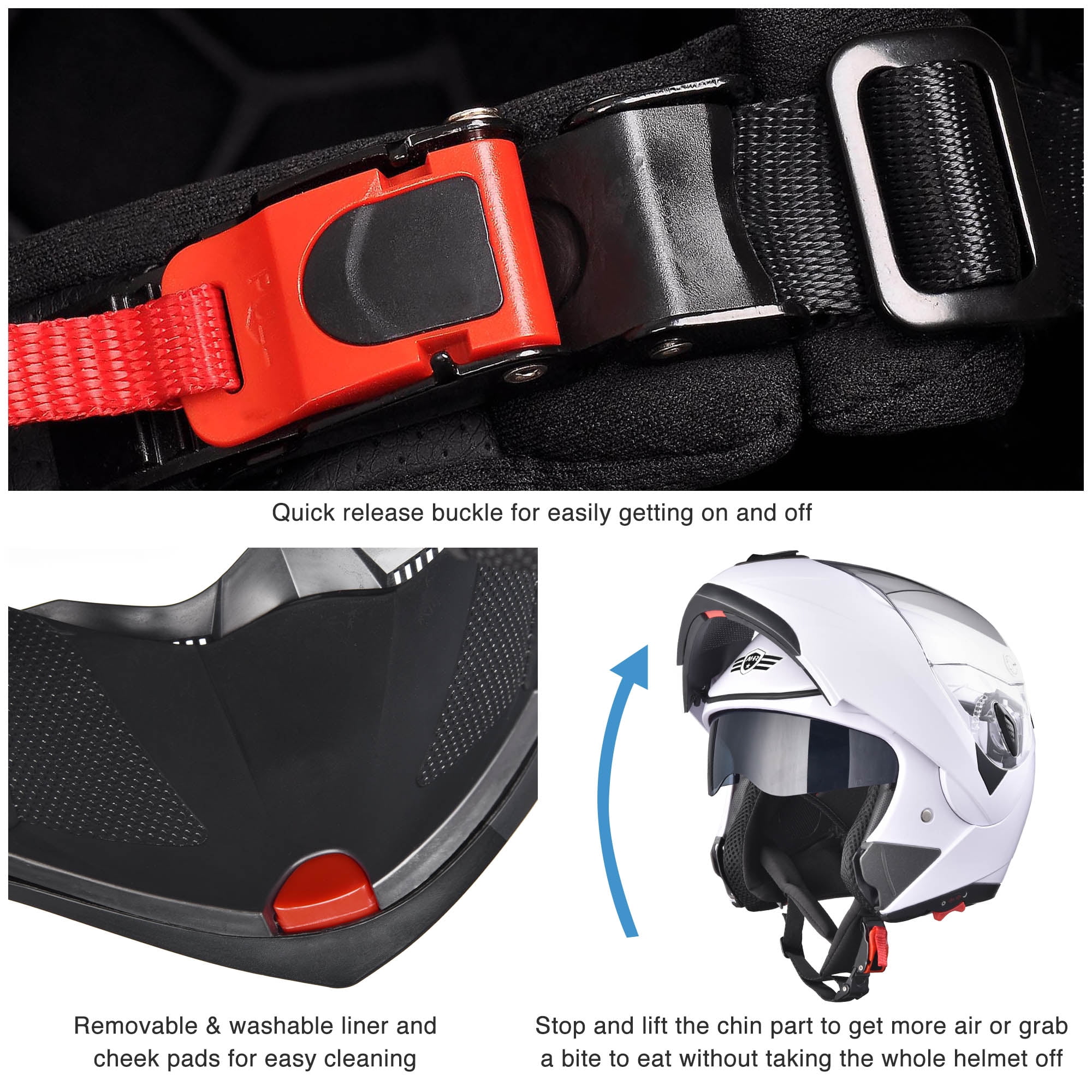 AHR Modular Dual Visor Full Face Motorcycle Helmet