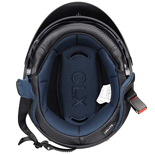 GLX M14 Half Helmet with Tinted Visor, Matte Black