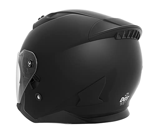 YEMA YM-637 Open Face Motorcycle Helmet - Matte Black