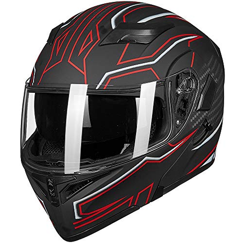 ILM Dual Visor Modular Full Face Helmet - LED