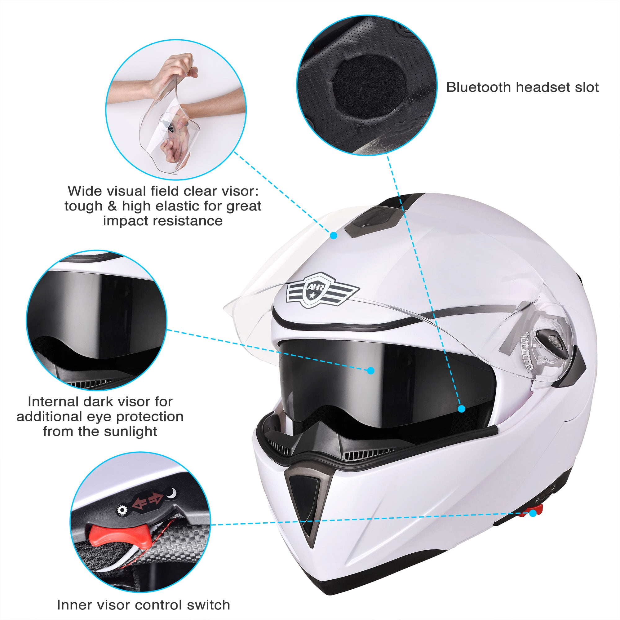 AHR Modular Dual Visor Full Face Motorcycle Helmet
