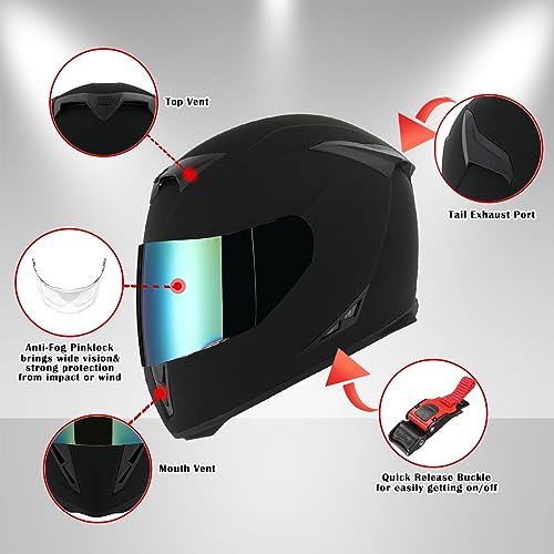 1STorm Skull King Full Face Helmet, Matte Black