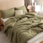 Olive Green Queen Comforter Set, 3 Pieces