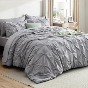 Luxury King Size Grey Comforter Set - 7 Pieces