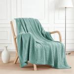 Cozy Celadon Wave Textured Throw Blanket