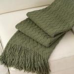Olive Green Textured Knit Throw Blanket 50"x60