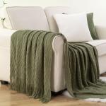 Olive Green Textured Knit Throw Blanket 50"x60