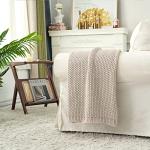 Beige Organic Cotton Chunky Knit Blanket 60” x 80”