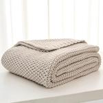 Beige Organic Cotton Chunky Knit Blanket 60” x 80”