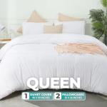 Soft Microfiber Queen Duvet Cover Set - White