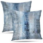Blue and Grey Abstract Art Pillow Covers - Set of 2