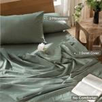 MooMee Heathered Green 100% Cotton Duvet Cover Set