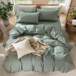 MooMee Heathered Green 100% Cotton Duvet Cover Set
