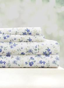 Blossoms Light Blue Queen Sheet Set - Ultra Soft