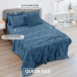 LUX Décor Navy Blue Queen Paisley Sheet Set