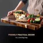 Acacia Wood End Grain Cutting Board with Handle