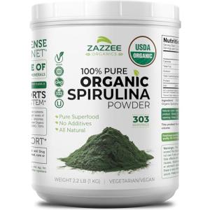 Zazzee Organic Spirulina Powder - 100% Pure, 2.2 lbs