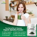 Zazzee Organic Spirulina Powder - 100% Pure, 2.2 lbs