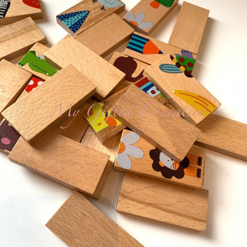 Wooden Picture Domino Puzzle for Toddlers