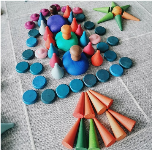 324 Pcs Multi-Colored Wooden Building Blocks for Kids