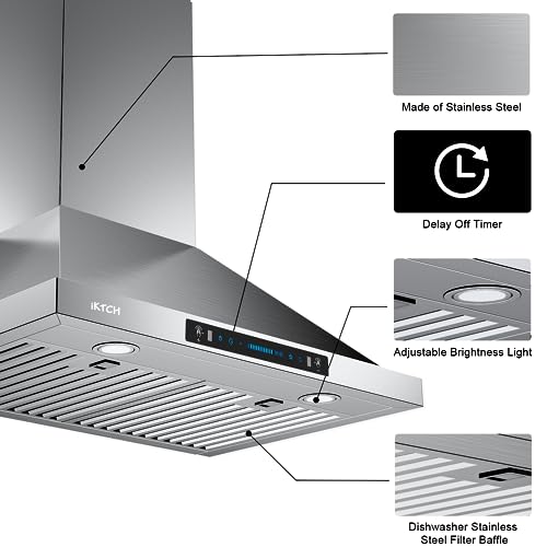 IKTCH 36" Wall Range Hood with Touch Control