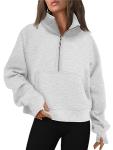 Automet Women's Cropped Half Zip Sweatshirt - Grey