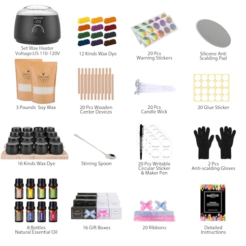 Easy Candle Making Kit with Soy Wax & Melter