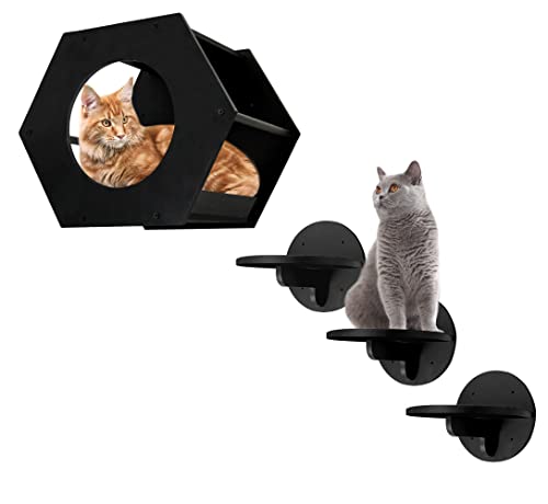 Cat Wall Shelves with Steps and Scratching Pad