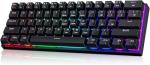 CACKBIRD Portable 60% Mechanical Gaming Keyboard, Wired Keyboard with Blue Switches,LED Customization Backlit,61 Keys Ultra-Compact Mini OfficeKeyboard for PC/Mac/Xbox,Easy to Carry On Trip-Black