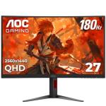 AOC CQ27G4H 27" Curved Gaming Monitor, QHD 2K 2560x1440, 1500R VA, 180Hz 0.5ms, AMD FreeSync Premium, Height Adjustable Stand, Xbox PS5 Switch Compatiable, 3-Year Zero-Bright-dot