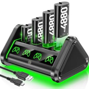 OIVO Rechargeable Battery for XboxOne/Xbox Series X|S, 4 x 4880mWh Xbox Batteries, Xbx Series Battery Charger Station for XboxOne S|X/Elite Controllers