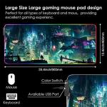 Imegny RGB Mouse Pad, XXL LED Gaming Mouse Mat Heavy Duty Anty Slip 35.4 * 15.7 Inches greencity