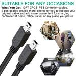 SCOVEE PS3 Controller Charger Cord, 2 Pack 10ft PS3 Charger Cable for Sony PlayStation 3 Controller DualShock 3 PS Slim PS Move Wireless Game Remote,Long Mini USB Cable Charging Data Wire