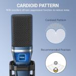 TONOR TC-777 Podcast Microphone, USB Computer Microphone, Cardioid Condenser PC Mic with Tripod Stand and Pop Filter for Podcasting, Streaming, Vocal Recording, Compatible with PC & Laptop, PS4/5