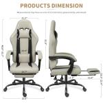 ErgoDesign Breathable Fabric Gaming Chair with Footrest, Height Adjustable Game Chair, Video Gaming Chair for Gaming Room, Living Room and Office - Beige/Black