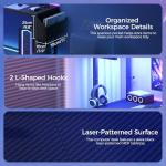 MAHANCRIS Gaming Desk, Computer Desk with Charging Station and LED Light, Small PC Desk with Side Storage Bag and Shelves, 2 Hooks, for Living Room, Home Office, Bedroom Black CDHS134E01