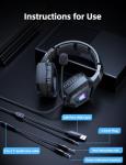 Gaming Headset with Microphone, Gaming Headphones Compatible for PS4 PS5 Xbox PC with RGB Lights, PlayStation Headset with Noise Reduction 7.1 Surround Sound Over-Ear and Wired 3.5mm Jack (Black)