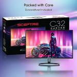 Sceptre Curved 32-Inch Gaming Monitor, 1920 × 1080, Up to 240+Hz, 1ms, 110% sRGB, AMD FreeSync Premium, Built-in Speakers, HDMI DisplayPort, Machine Black (C325B-FWD240 Series)