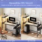 MAHANCRIS Gaming Desk, Computer Desk with Charging Station and LED Light, Small PC Desk with Side Storage Bag and Shelves, 2 Hooks, for Living Room, Home Office, Bedroom Black CDHS134E01