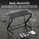 TIQLAB Gaming Desk with LED Lights, 40 Inch Computer Desk Z Shaped Gamer Workstation, Gaming Table with Carbon Fiber Surface, PC Gamer Desk, Black