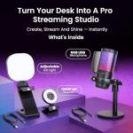 Webcam Streaming Kit with USB RGB Microphone & LED Light – 1080P 30FPS Streaming Camera Bundle for Twitch, YouTube, Podcasting, WFH – PC & Mac Compatible (Console Requires Computer & Capture Card)