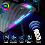 TIQLAB Gaming Desk with LED Lights, 40 Inch Computer Desk Z Shaped Gamer Workstation, Gaming Table with Carbon Fiber Surface, PC Gamer Desk, Black