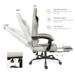 ErgoDesign Breathable Fabric Gaming Chair with Footrest, Height Adjustable Game Chair, Video Gaming Chair for Gaming Room, Living Room and Office - Beige/Black