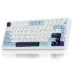 AULA F75 75% Wireless Mechanical Keyboard, Hot Swappable Creamy Keyboard, Pre-lubed Reaper Switches, 2.4GHz/Type-C/BT5.0, RGB Backlit Gaming Keyboards(White & Blue)