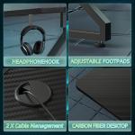 TIQLAB Gaming Desk with LED Lights, 40 Inch Computer Desk Z Shaped Gamer Workstation, Gaming Table with Carbon Fiber Surface, PC Gamer Desk, Black