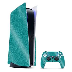 MightySkins Glossy Glitter Gaming Skin for PS5 / PlayStation 5 Bundle - Solid Teal | Durable High-Gloss Glitter Finish | Easy to Apply and Change Style | Made in The USA