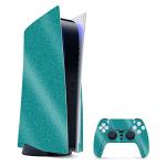 MightySkins Glossy Glitter Gaming Skin for PS5 / PlayStation 5 Bundle - Solid Teal | Durable High-Gloss Glitter Finish | Easy to Apply and Change Style | Made in The USA