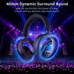 LOBKIN Open Ear Headphones, Bluetooth 6.0 Wireless Headset with Mic Detachable, Adjustable RGB Lights, Voice Assistant Comfortable Breathable Safe Lightweight Over Ear Headphones for Working Gaming