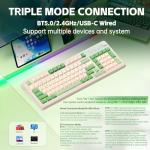 AULA S99 Gaming Keyboard, Wireless Computer Keyboards, Tri-Mode Bluetooth/2.4GHz/USB-C Custom Creamy Keyboard with Number Pad, RGB Backlit Media Knob Cute Programmable Keyboard for PC Gamer - Green